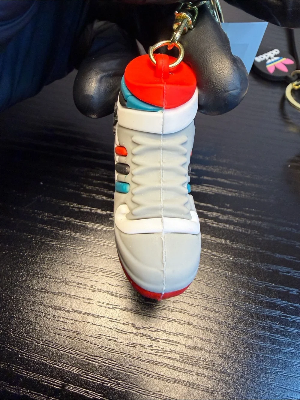 4Pcs Adidas Gray Mini Sneaker Keychain with Red Accents GREAT FOR GIFTS!